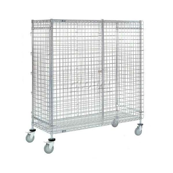 Nexel Wire Security Truck, Chrome, 24inW x 48inL x 69inH, Polyurethane, 4 Swivel Casters 800395 - main